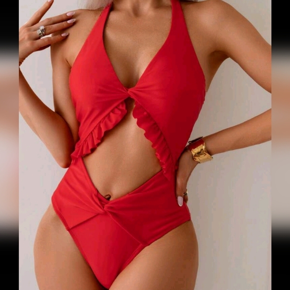 Women's Simple Casual Solid Color One Piece Swimsuit, Daily Wear - Picture 2 of 5